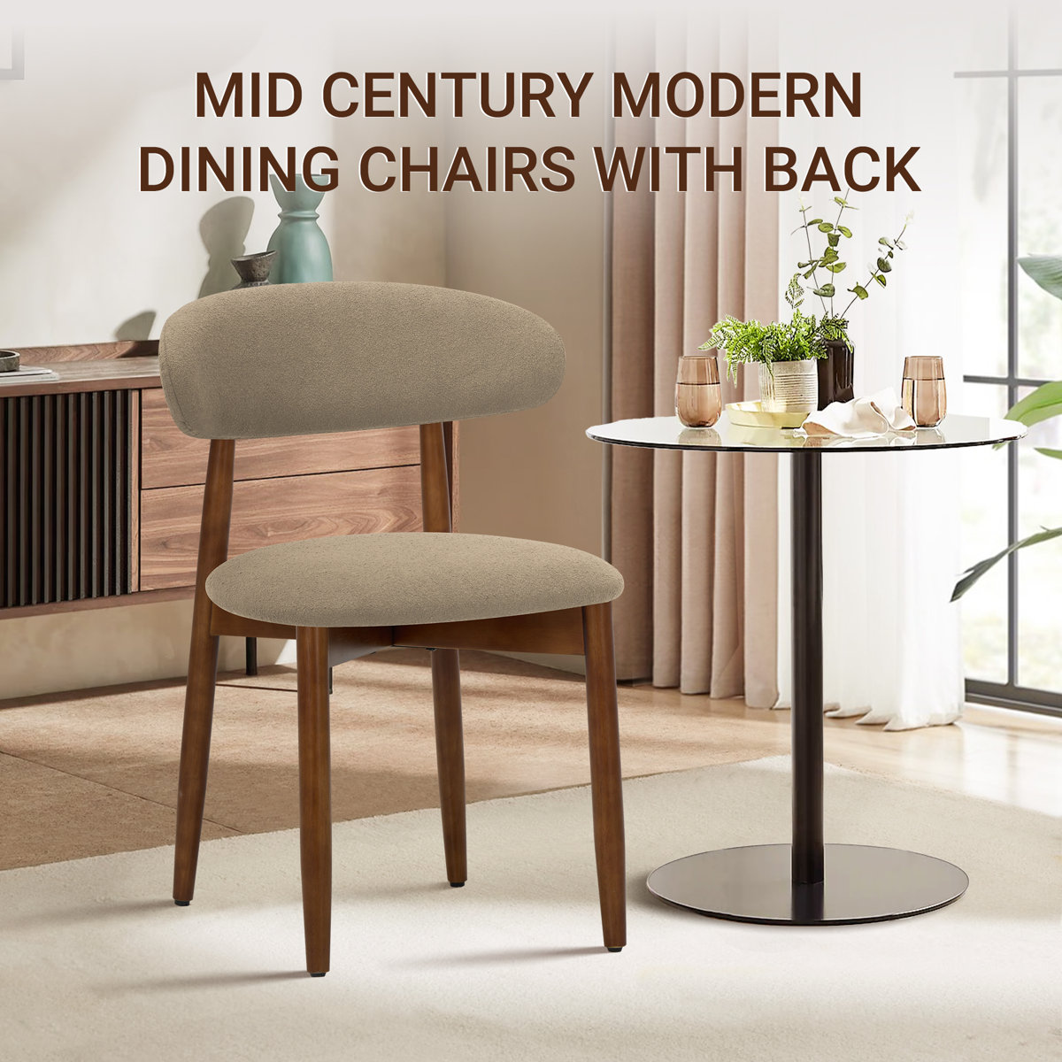 Upholstered Solid Wood Side Chair Dining Chairs (Set of 6)